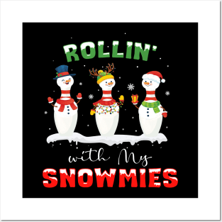 Funny Rollin' With My Snowmies Christmas Bowling Women Kids Posters and Art